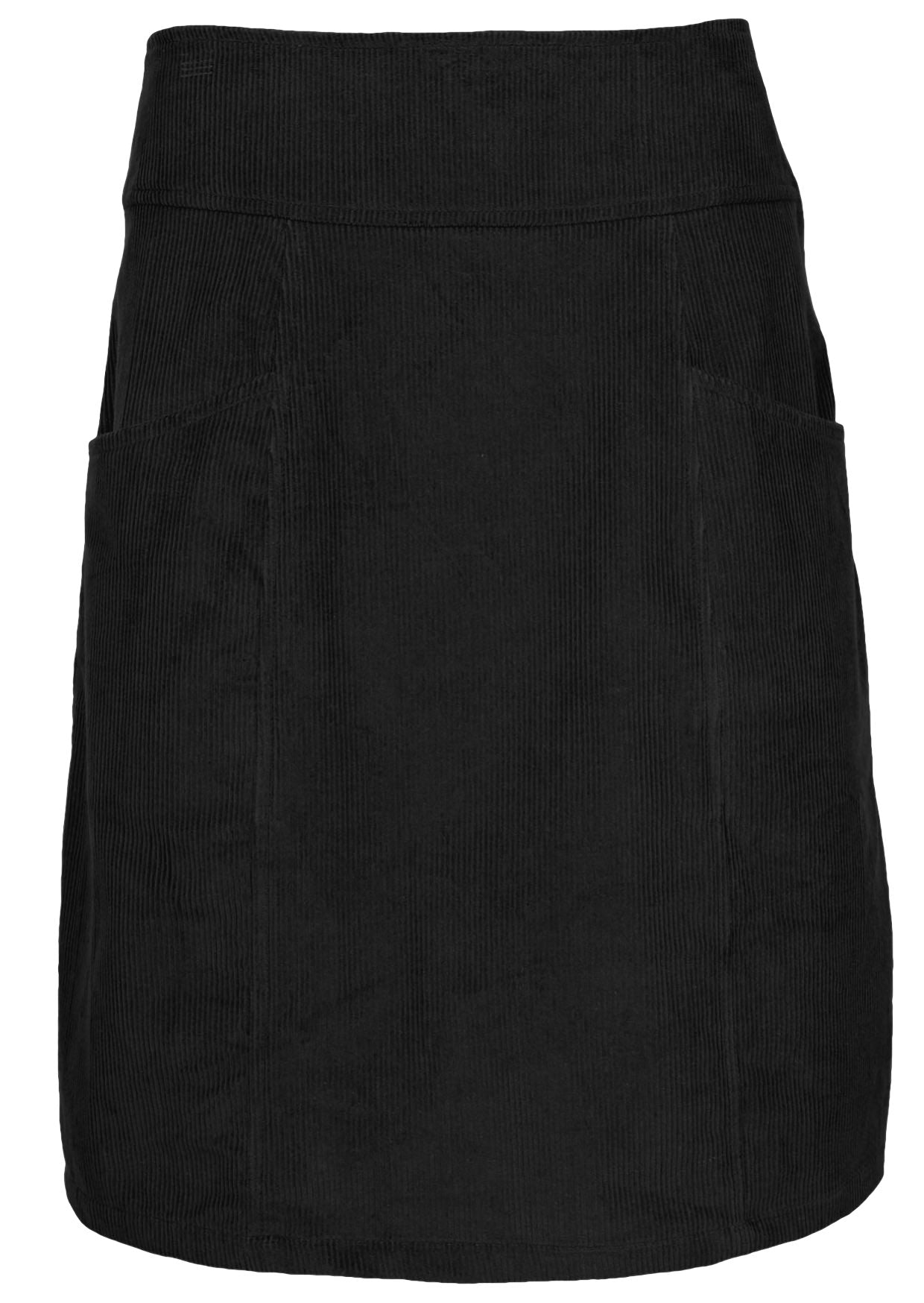 Front mannequin photo of cotton corduroy A-line skirt with pockets