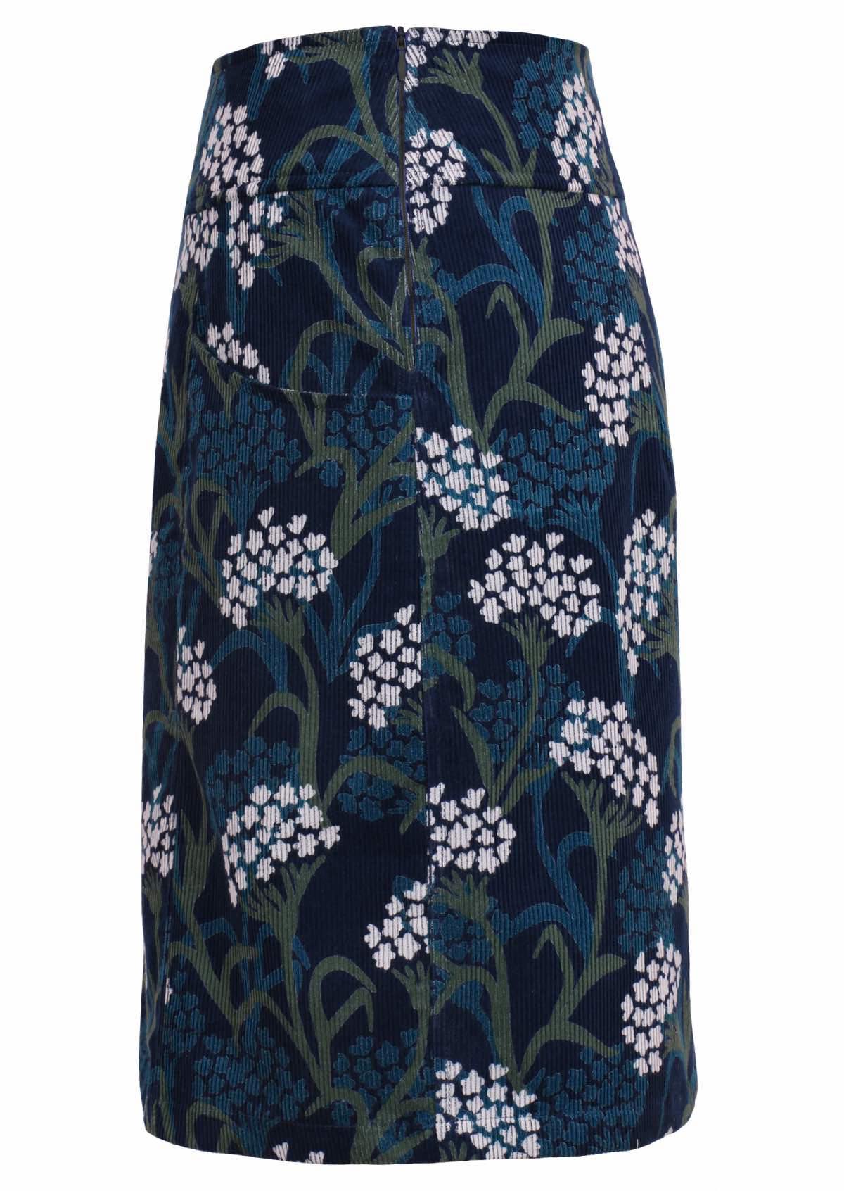 100% cotton corduroy skirt with floral print and pockets