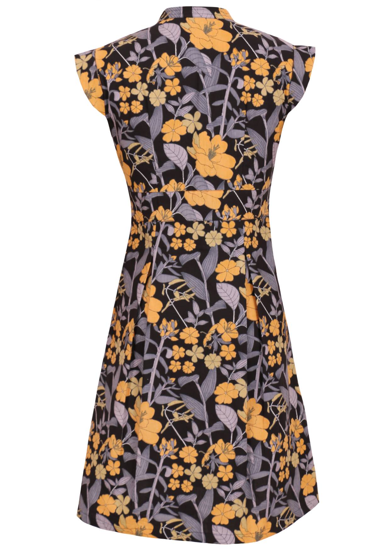 100% cotton beautiful retro floral dress with cap sleeves, side zipper and box pleats
