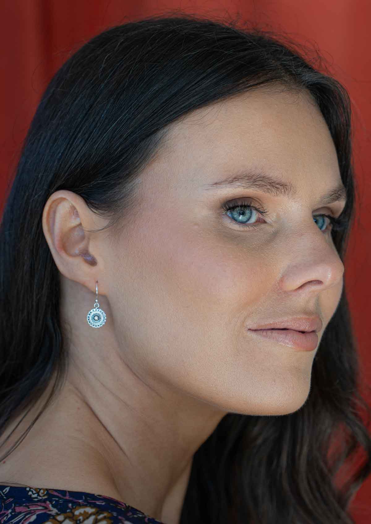 sweet sterling silver small charm disc earrings