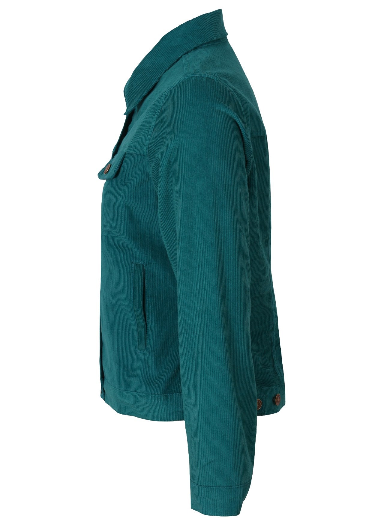 Corduroy jacket with front and breast pockets side view