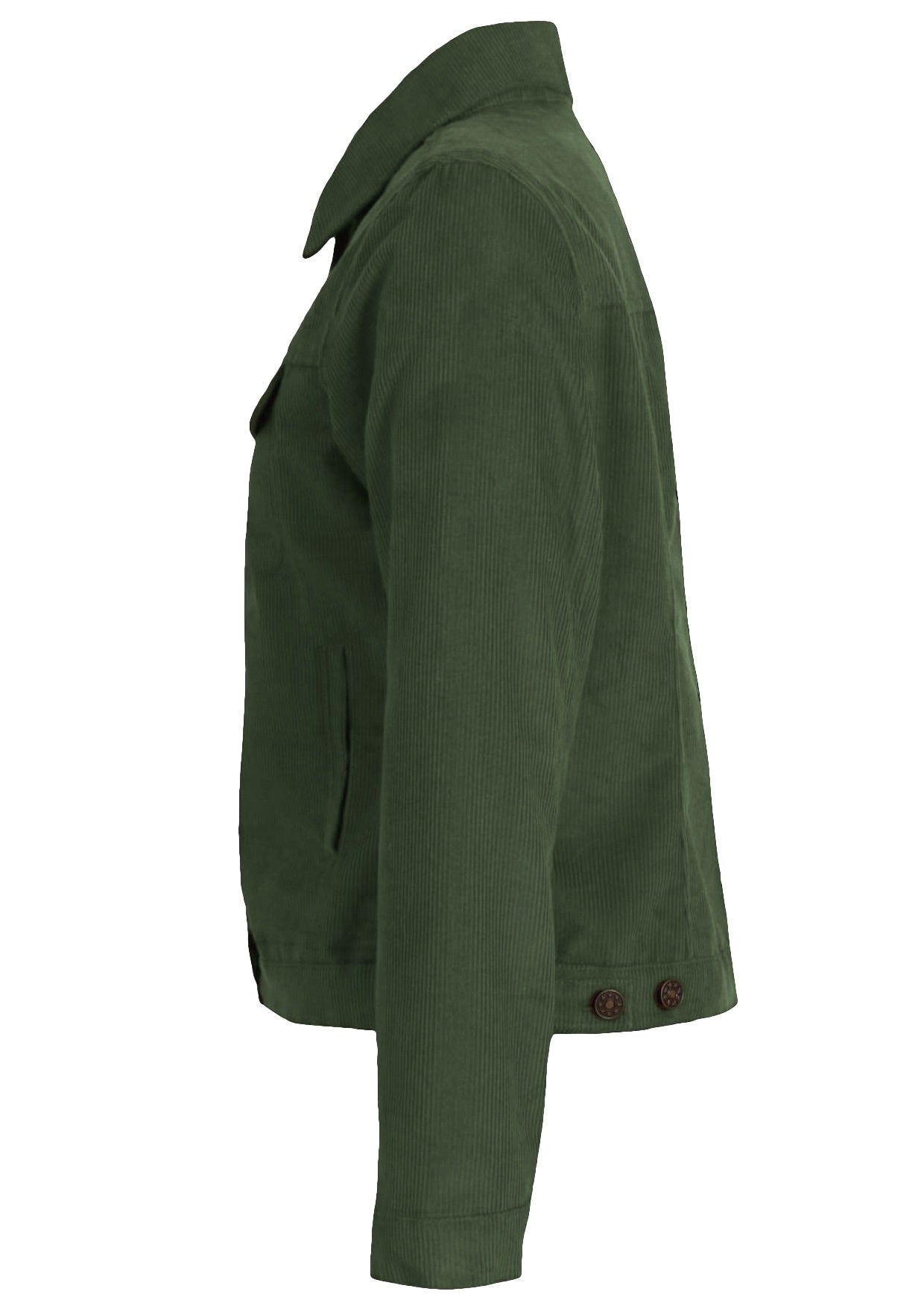 Corduroy jacket with front and breast pockets side view