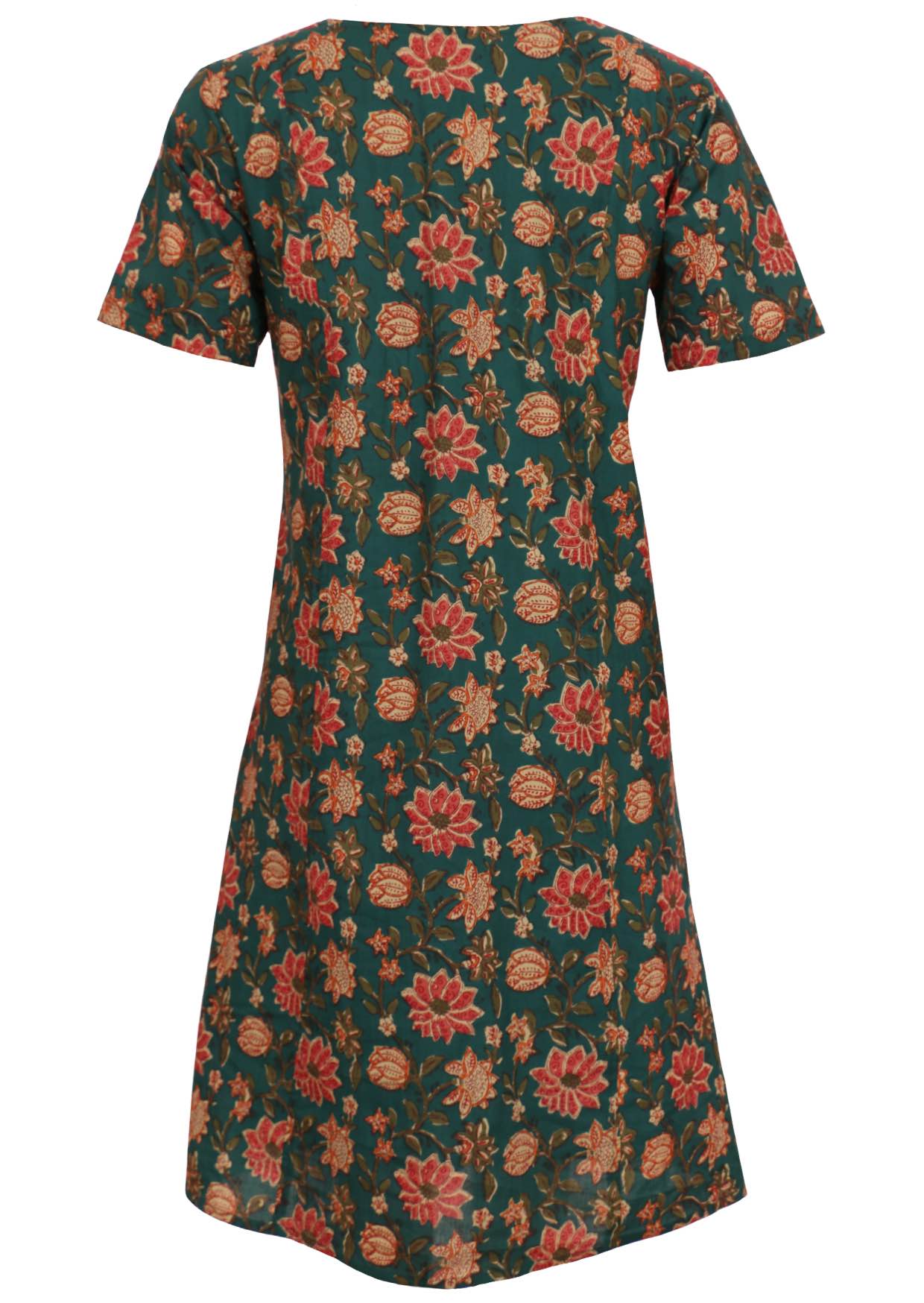 Lightweight cotton dress with gathers under the bust and deep pockets.