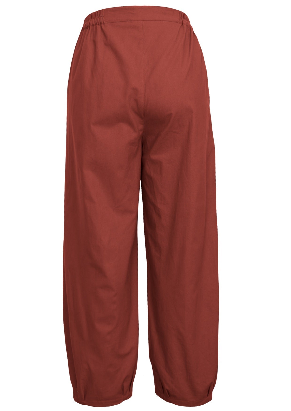 100% cotton high waisted, wide leg cotton pants with elastic waist and pleated ankles