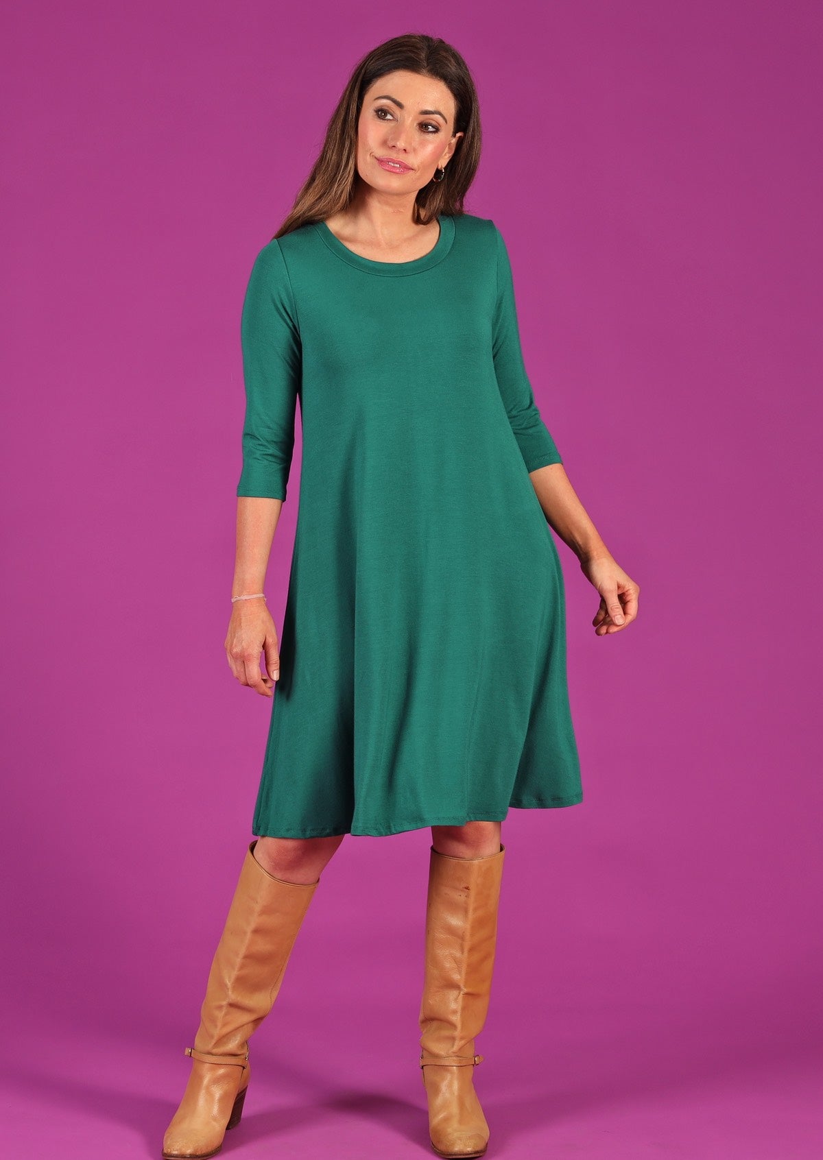 soft stretch rayon women's dress green