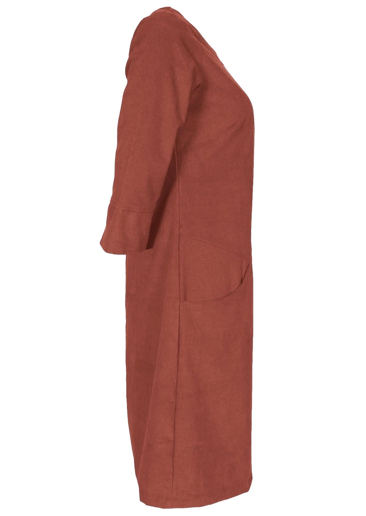 side view cotton cord women's 3/4 sleeve dress
