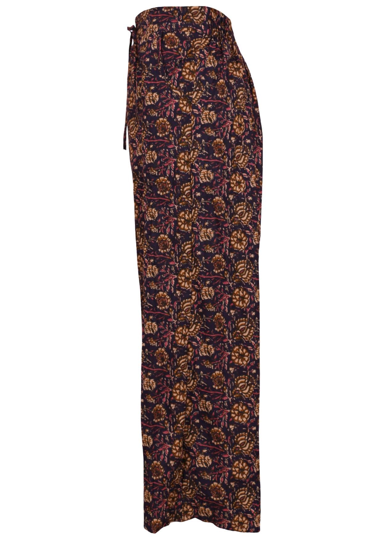 Lightweight, wide leg cotton pants with drawstring and pockets.