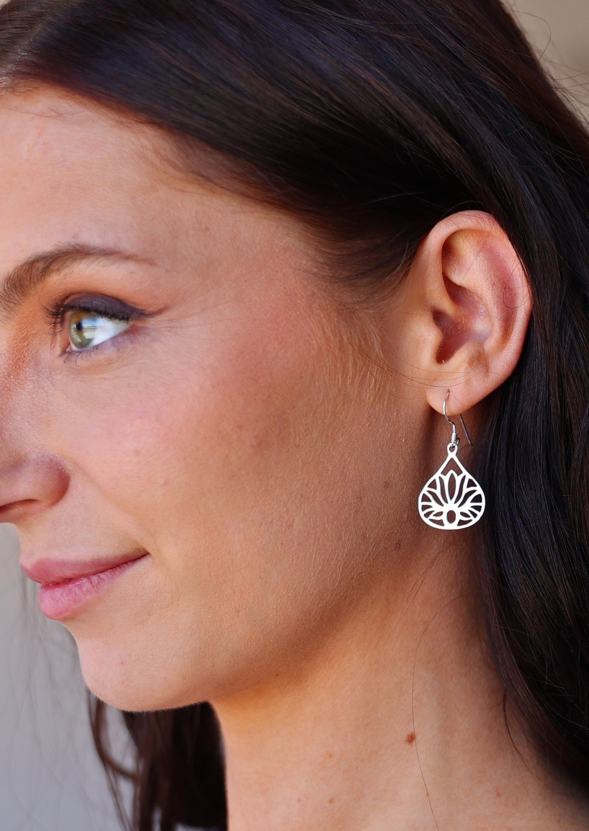 92.5 sterling silver lotus earrings with hooks