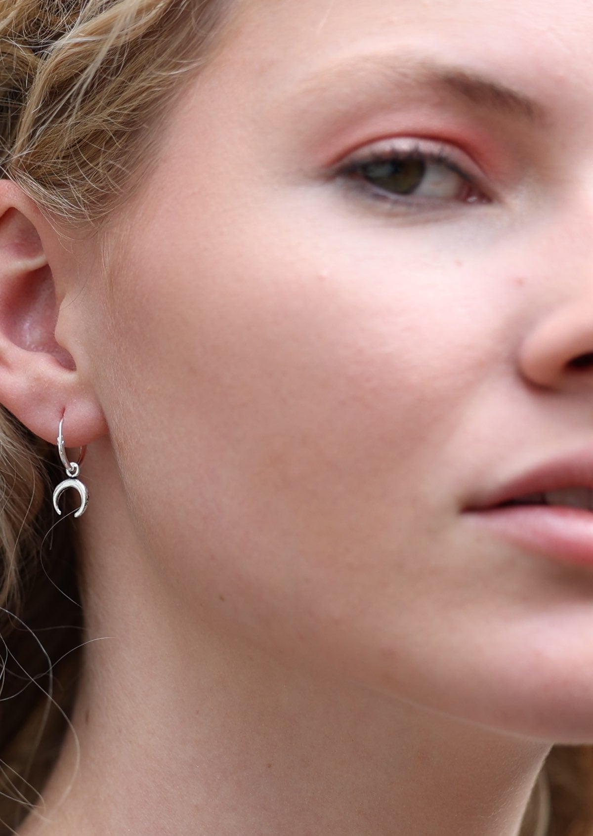 Sweet little silver sleepers with crescent moon hanging