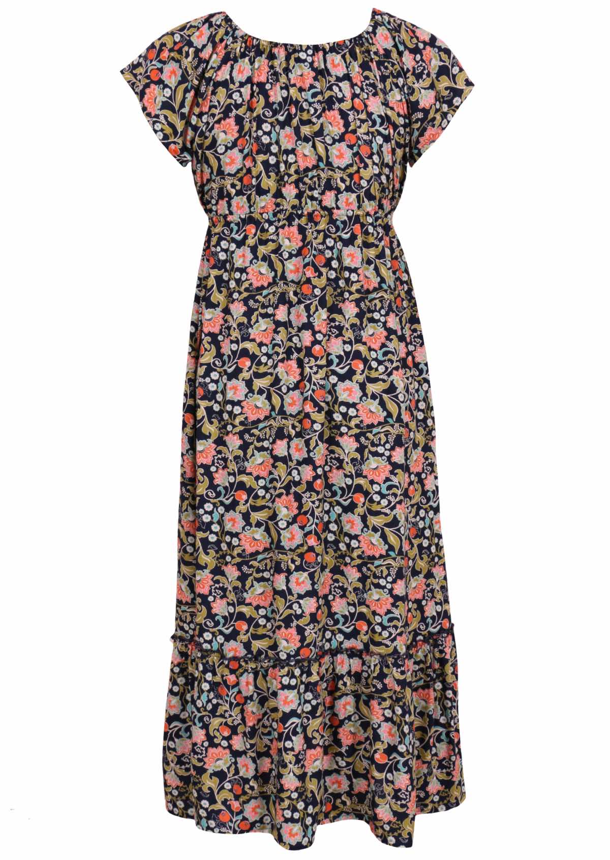 100 percent navy rayon floral maxi dress back