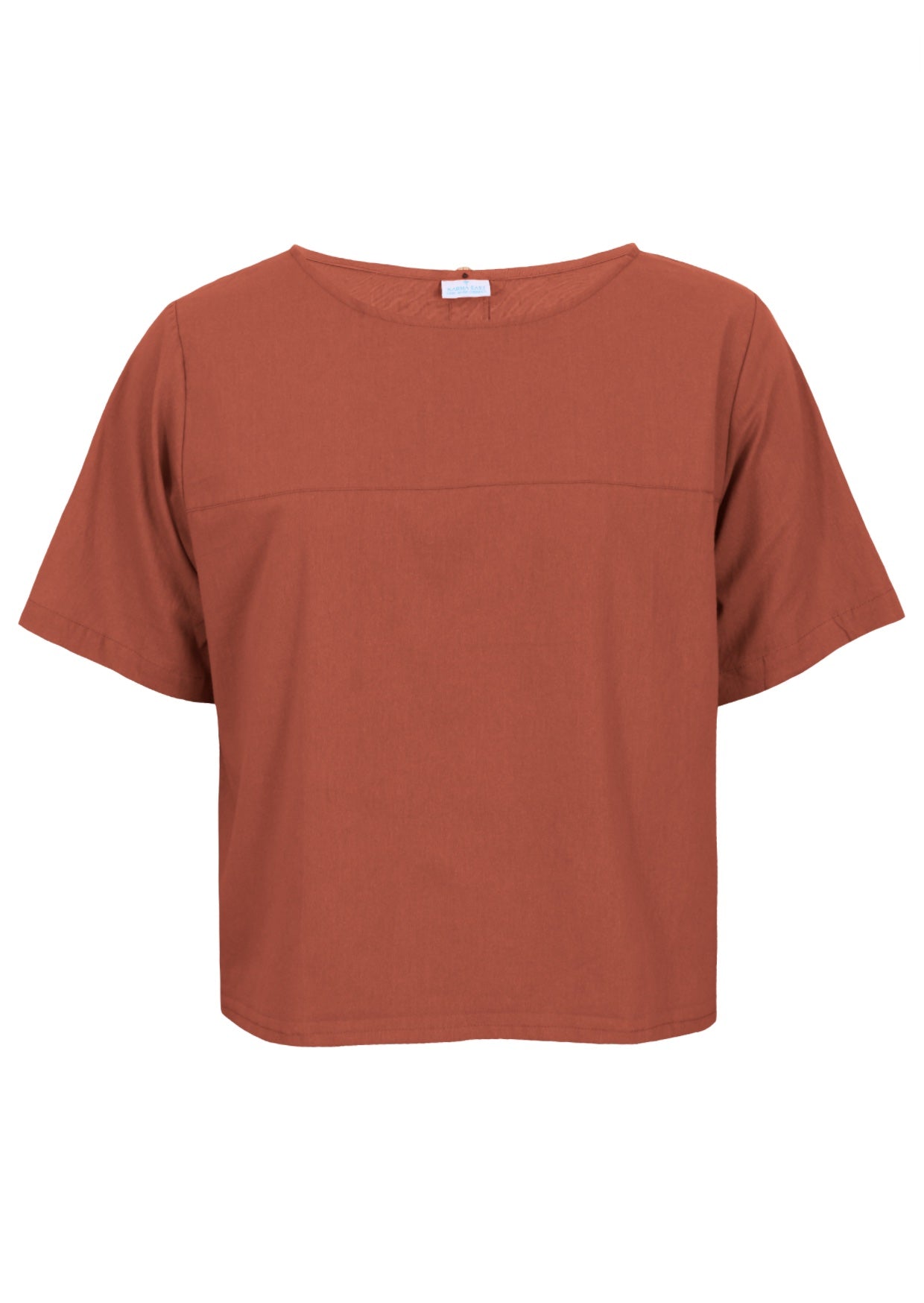 100% cotton rust shade top with round neckline