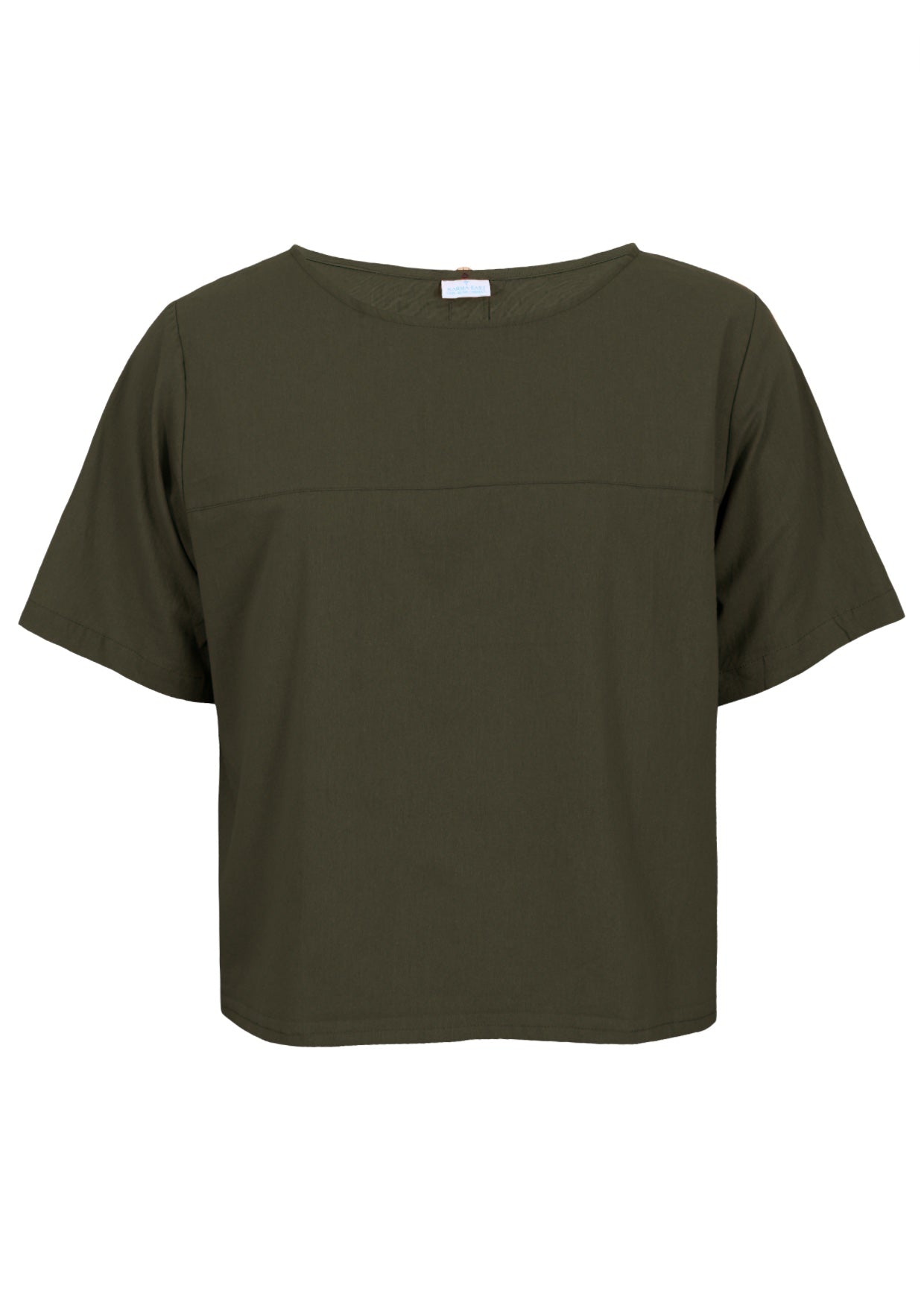 100% cotton olive green shade top with round neckline