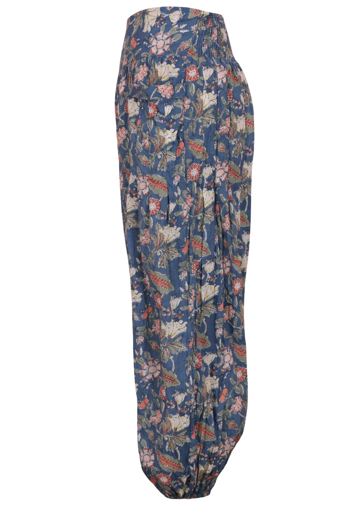 Lightweight 100% cotton harem pants with elastic back waist, elasticated ankles and deep pockets