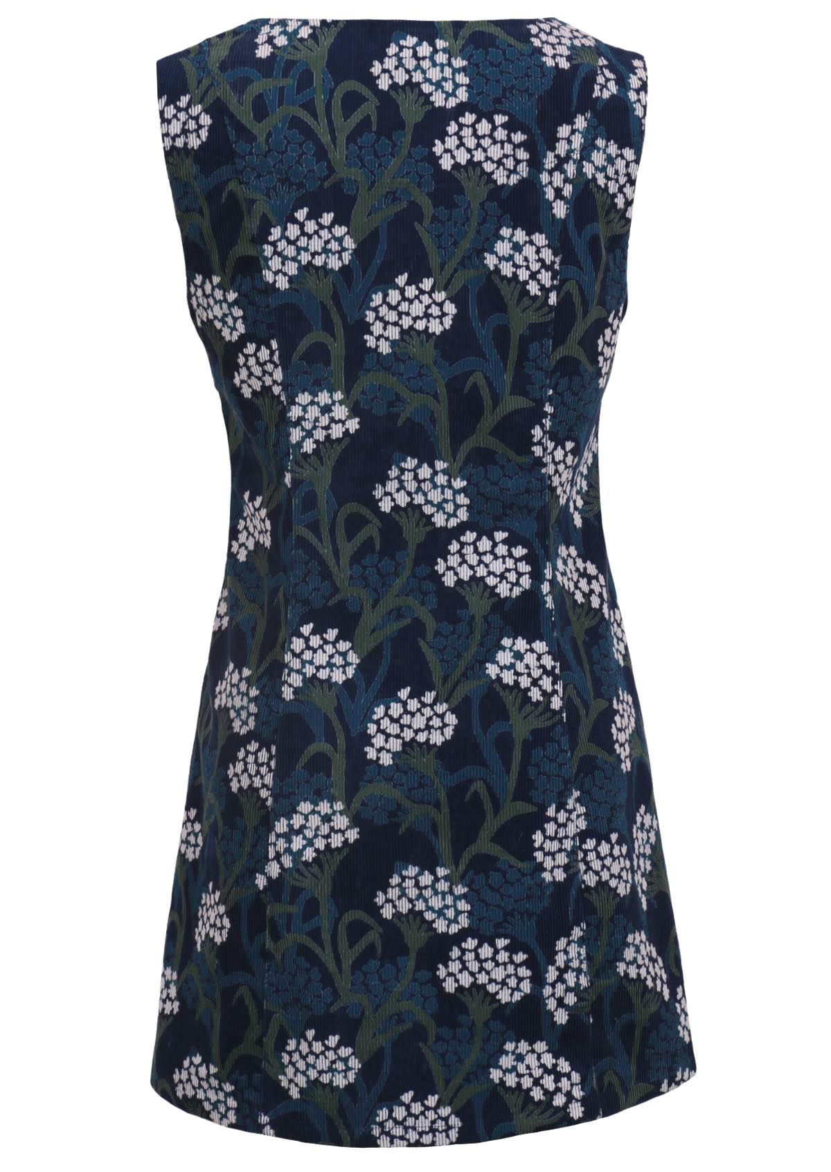 100% cotton corduroy print on a fitted tunic with a slight A-line skirt shape