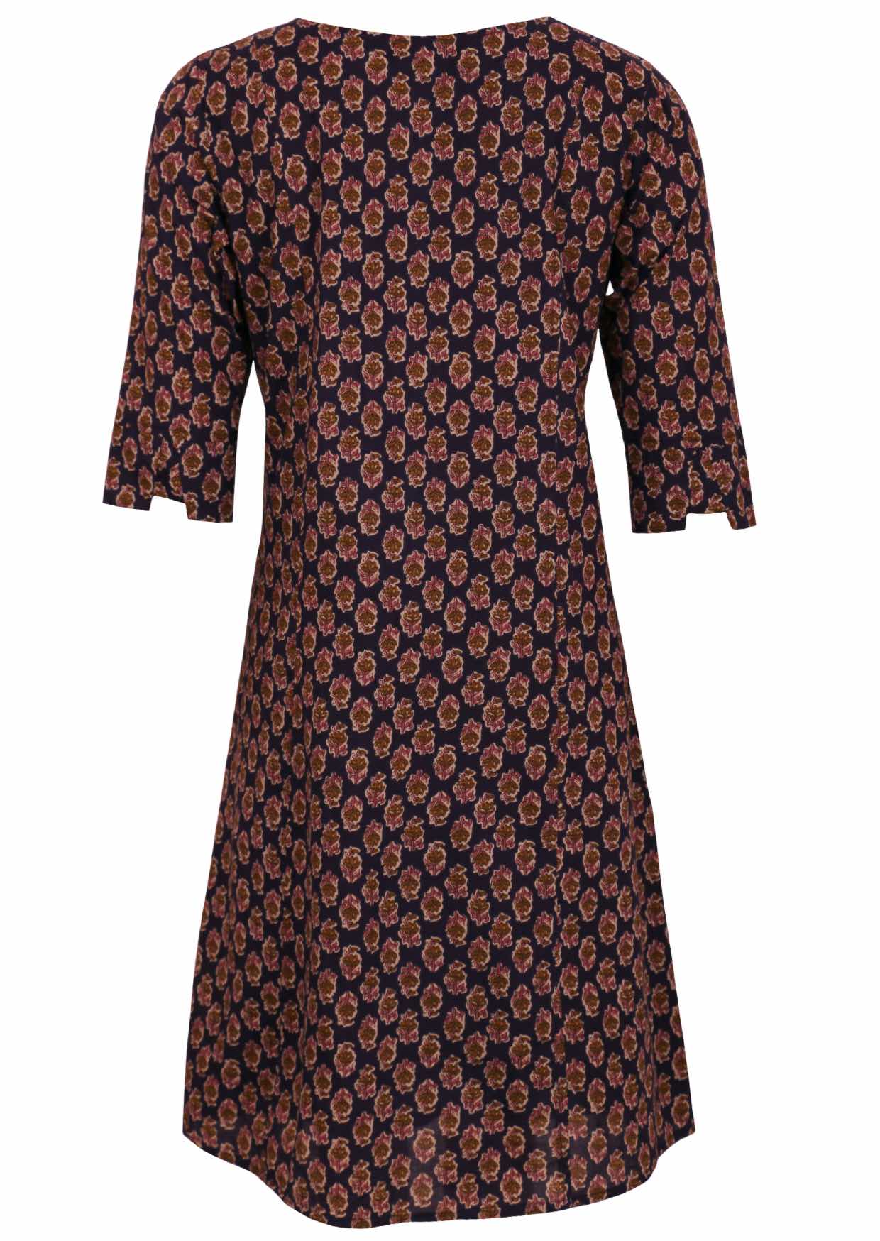 100% cotton, lined dress with 3/4 designer cuffed sleeves.