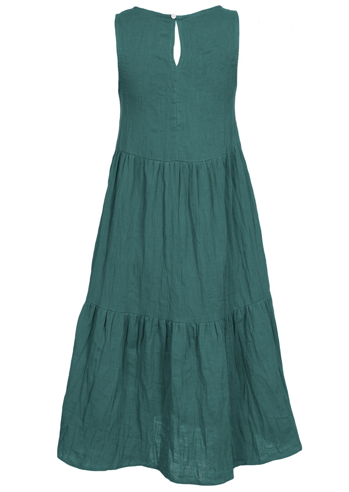Lightweight cotton gauze dress with button at nape of neck for ease when dressing