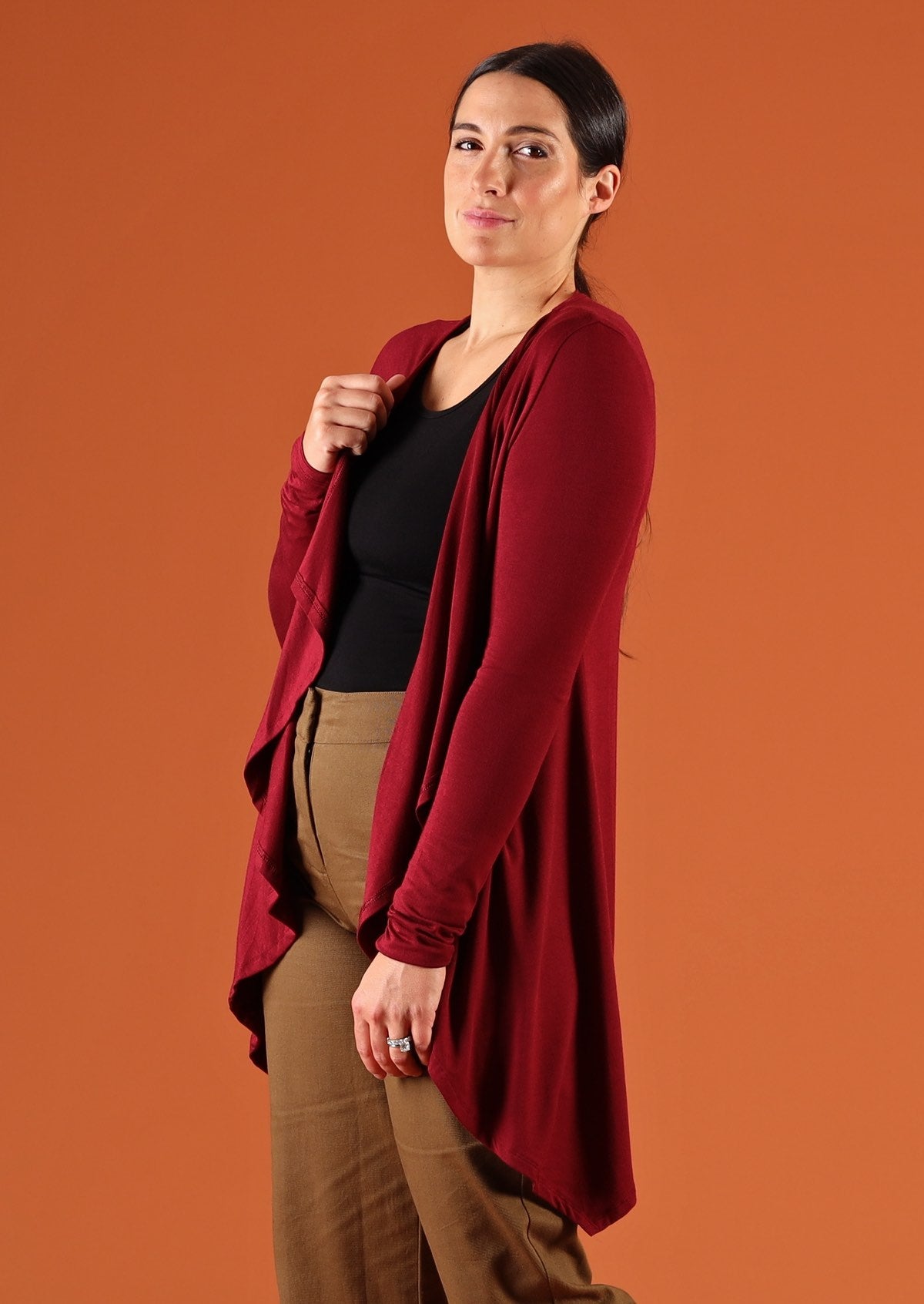 below hip long sleeve cardigan