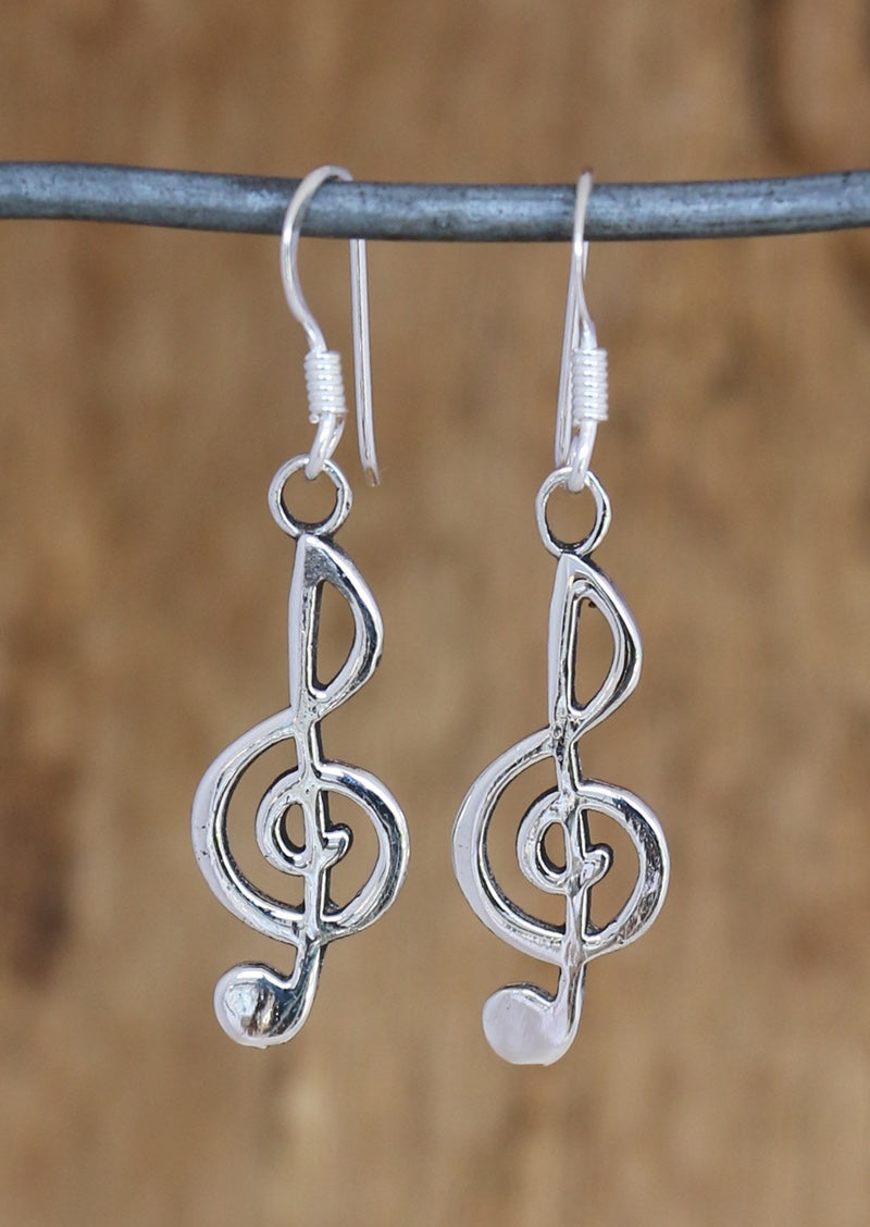 Silver Treble Clef Earrings musician gift idea