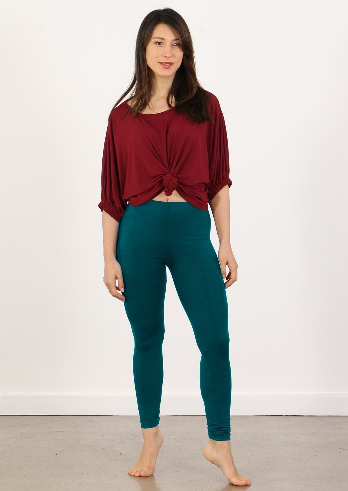 high waisted women's leggings teal