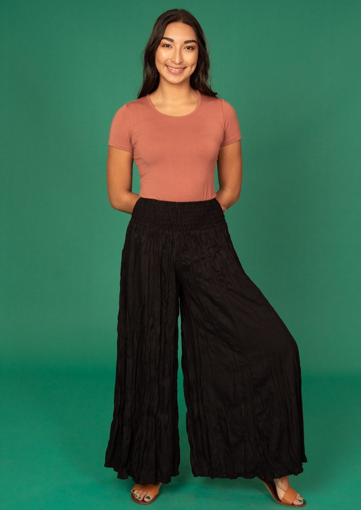 elasticated high waist pant black