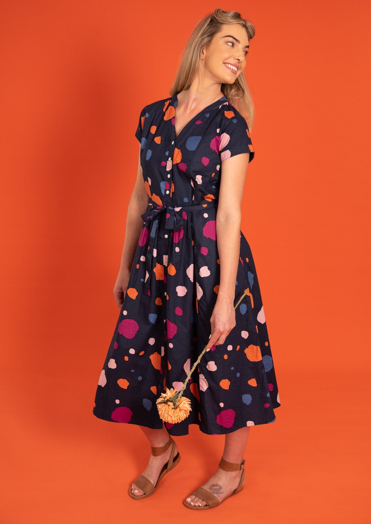 Retro Inspired 100% Cotton Midi Dress Designed in Australia