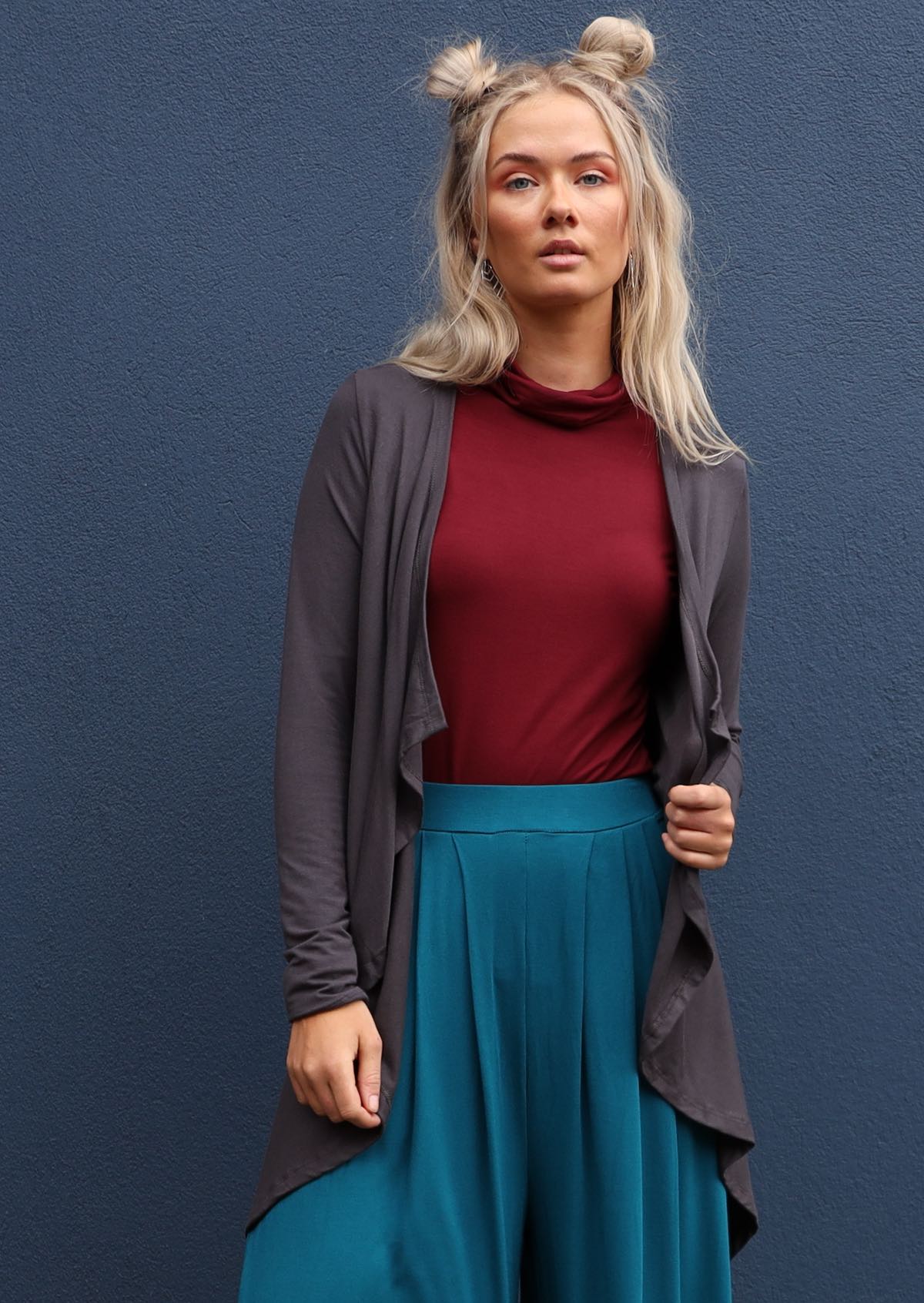 long length cardigan grey