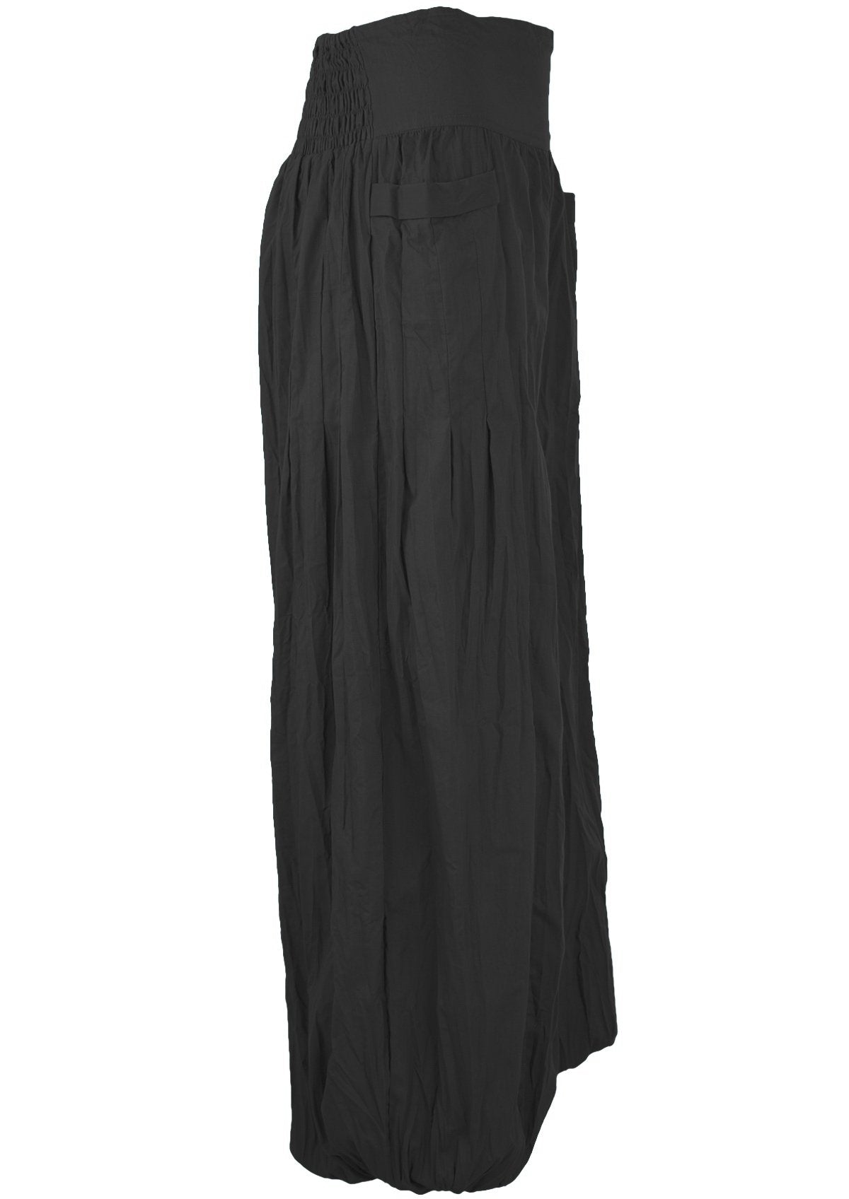 side view 100% cotton harem pants in black