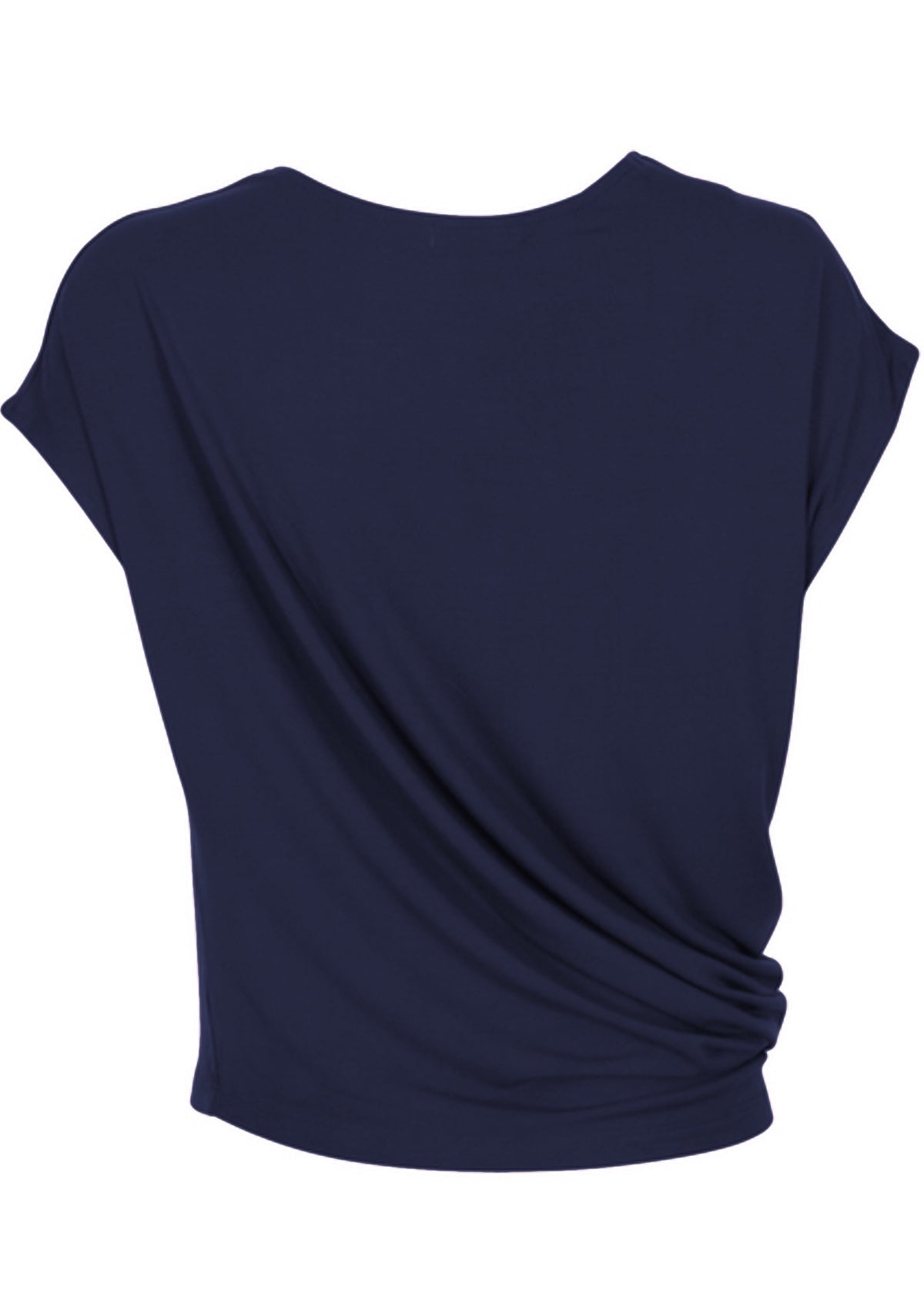 back view asymmetrical women top navy