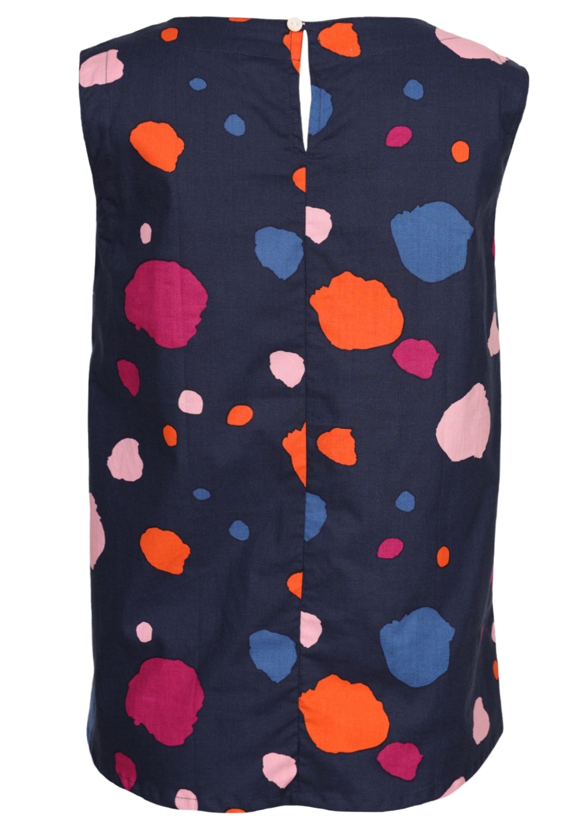 back view cotton top back of neck button closure