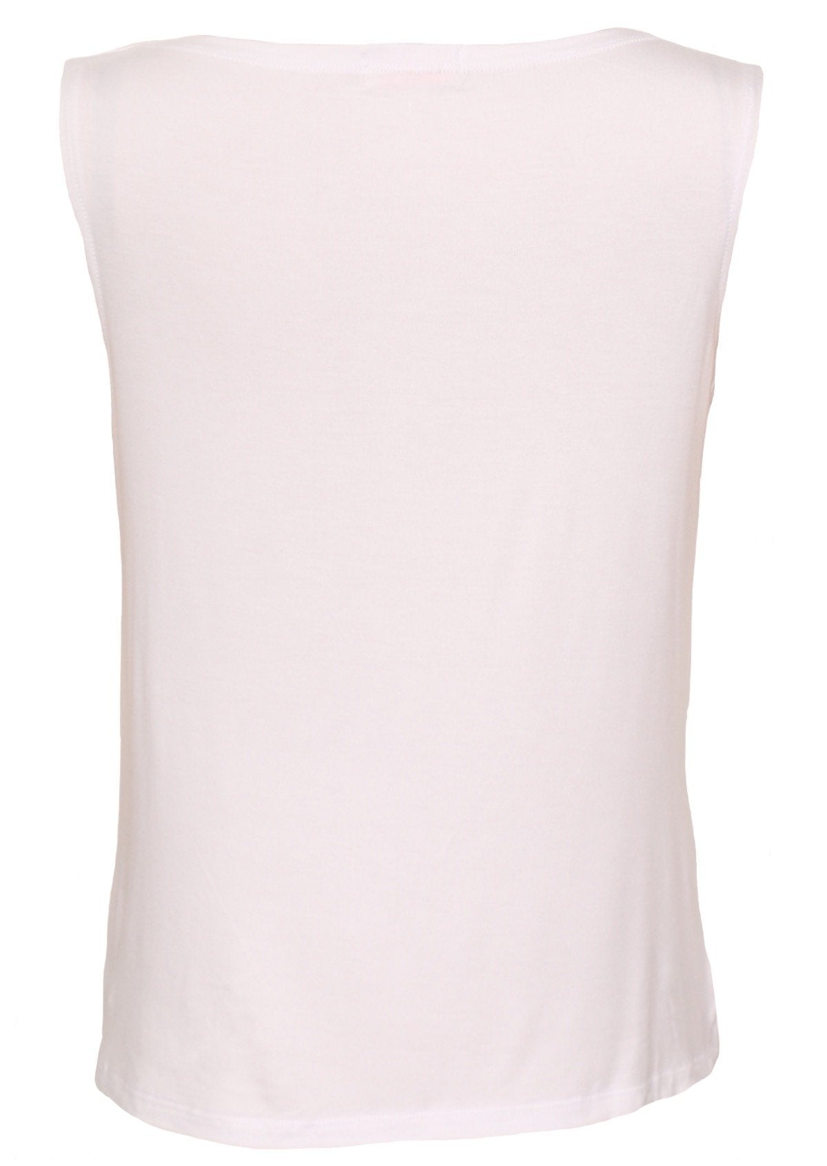 Back view white stretch rayon jersey top