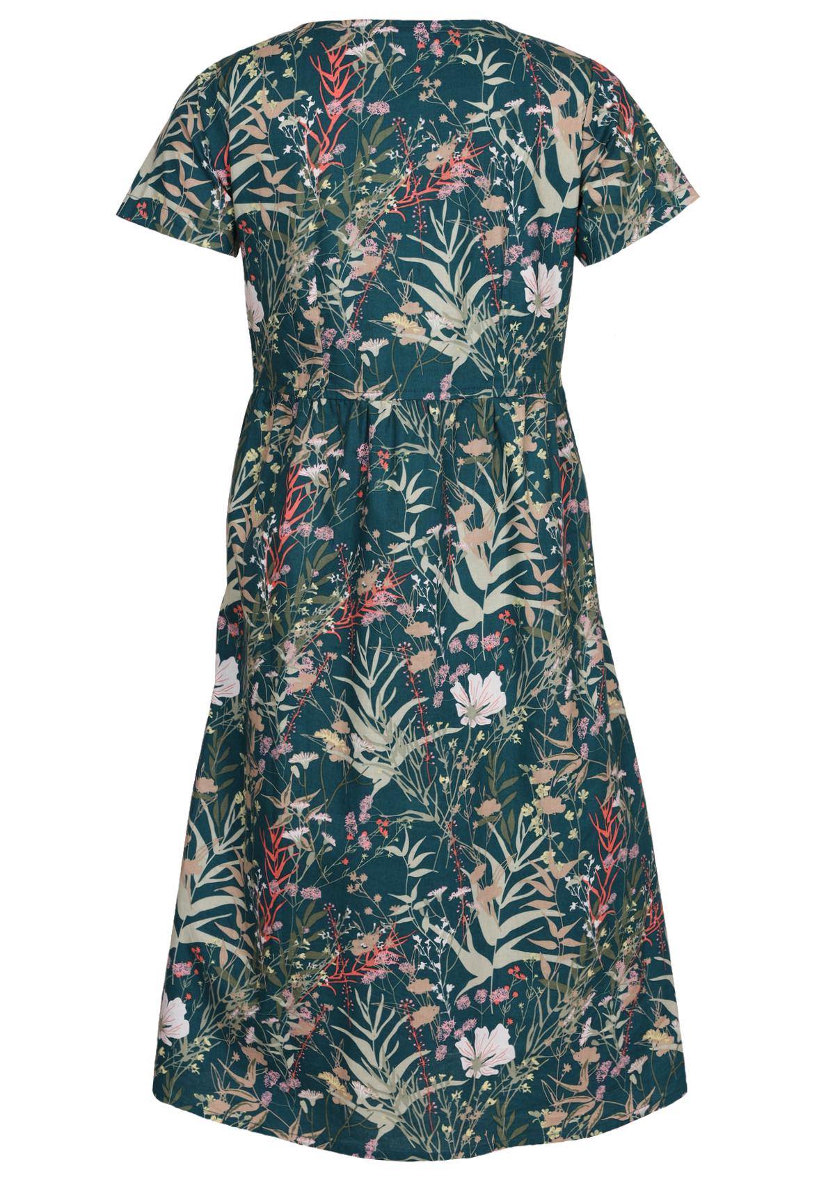 Back View Short Sleeve A-line Cotton Dress