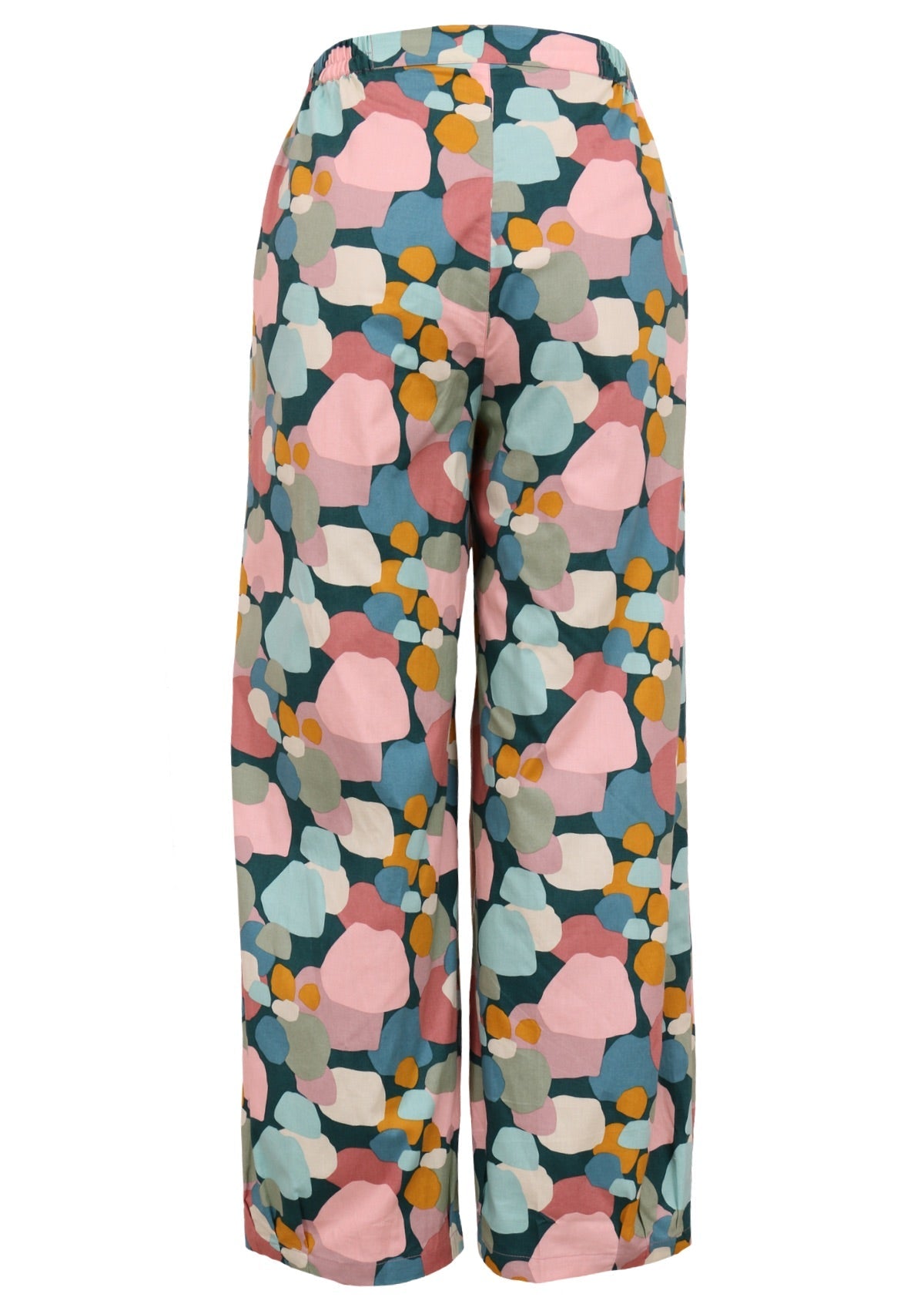 Back view elasticated side cotton pant in pastel spotty print