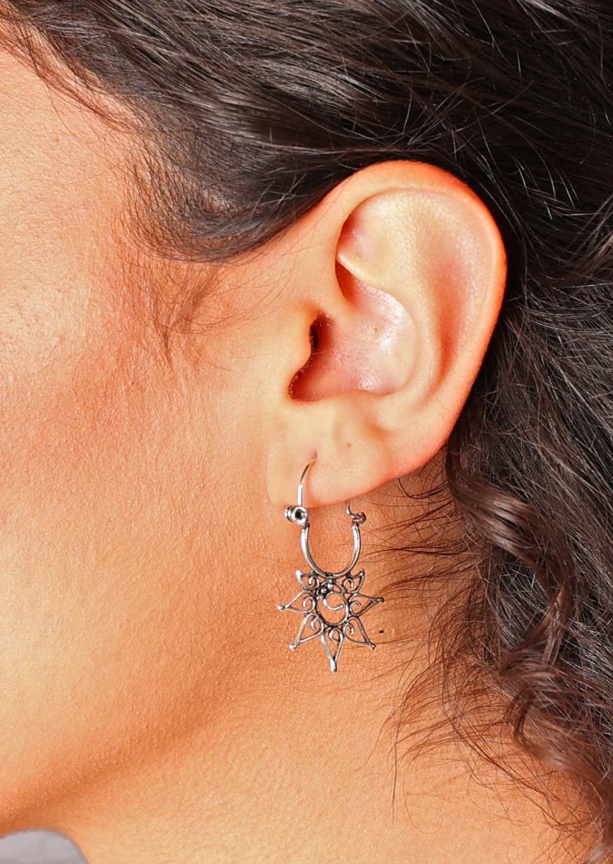 Sterling silver wire earrings with a hinged hook