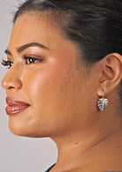 Sterling silver Monstera leaf earrings with a fixed hook