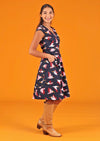 retro style cotton dress with a-line skirt and pockets