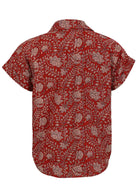 Lightweight 100% cotton top with V neckline, collar and short folded sleeves