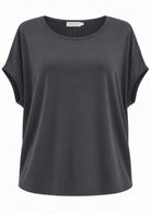 Relaxed fit stretch rayon batwing t-shirt in dark grey