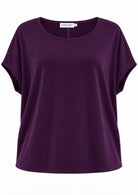 Relaxed fit stretch rayon batwing t-shirt dark purple