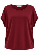 Relaxed fit stretch rayon batwing t-shirt in maroon