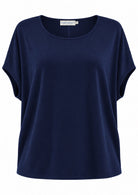 Relaxed fit stretch rayon batwing t-shirt navy blue