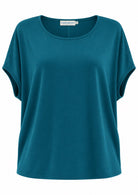 Relaxed fit stretch rayon batwing t-shirt in teal
