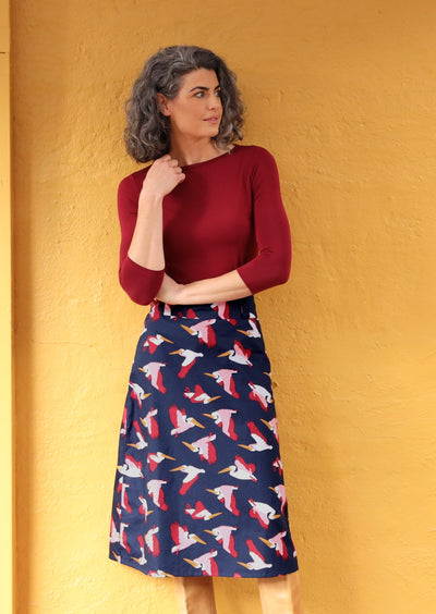 a-line mid length cotton skirt