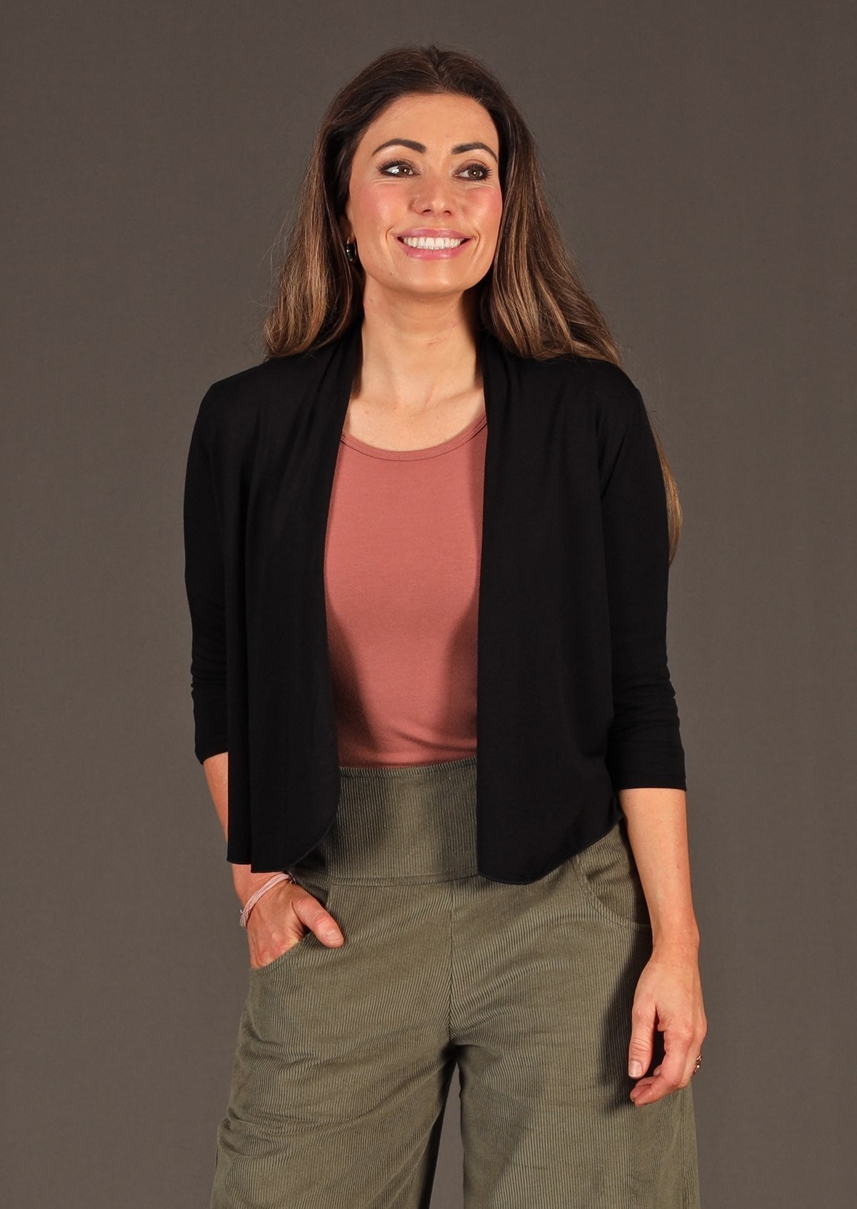 open draped front women's cardigan