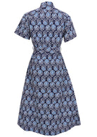 Button through cotton shirt dress with short sleeves, pockets and structured collar