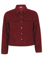 100% cotton corduroy jacket deep, luxurious, and intense red-purple hue