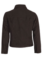 Cnocolate brown cotton corduroy jacket with adjustable tabs and brass buttons