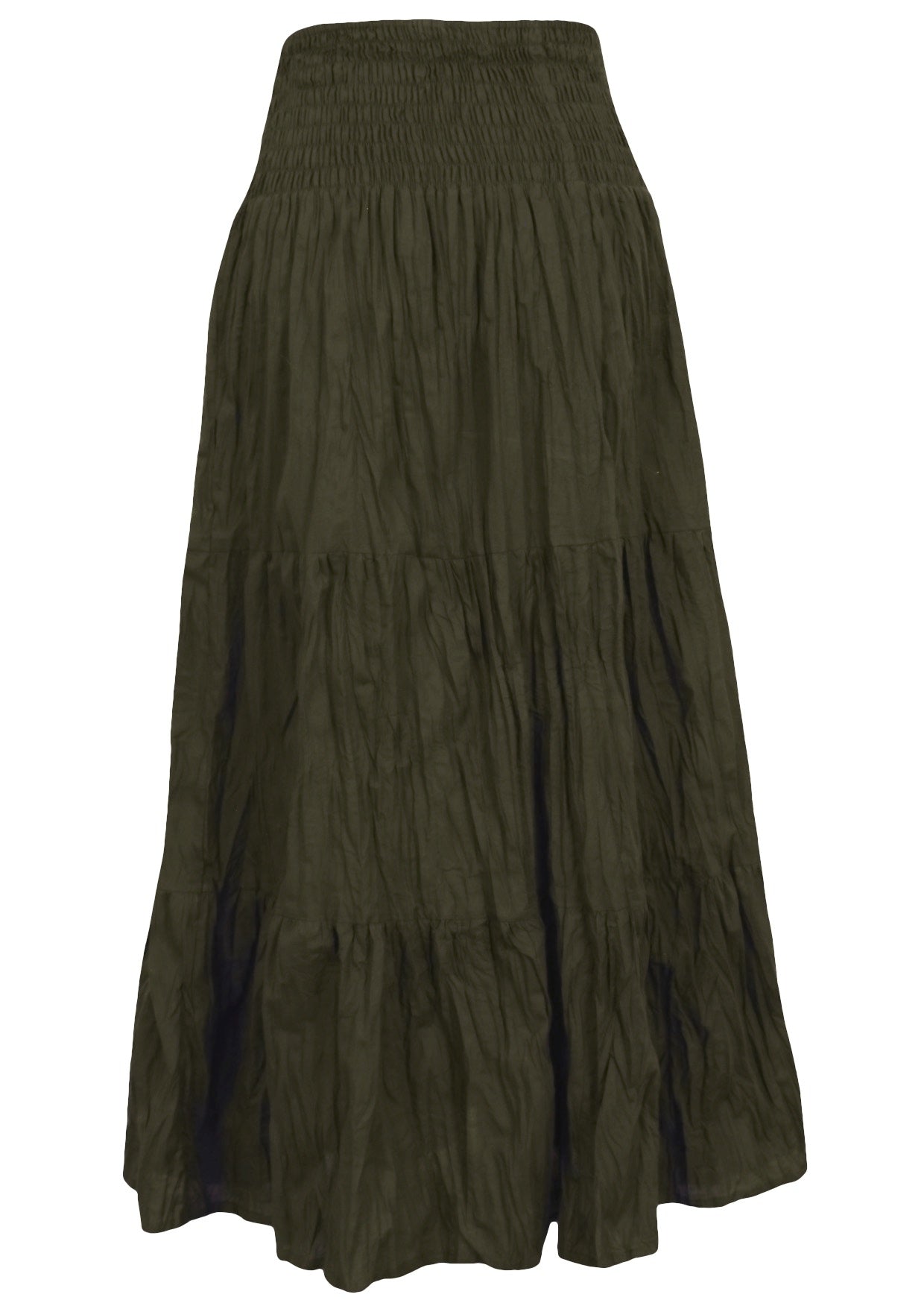 Lightweight cotton maxi skirt with 3 tiered style and wide elasticated waistband