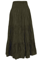 Lightweight cotton maxi skirt with 3 tiered style and wide elasticated waistband