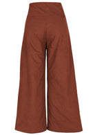 Back Image of wide leg cotton cord pants burnt henna 