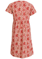 Back image of relaxed fit, 100% cotton dress in cream based floral print.